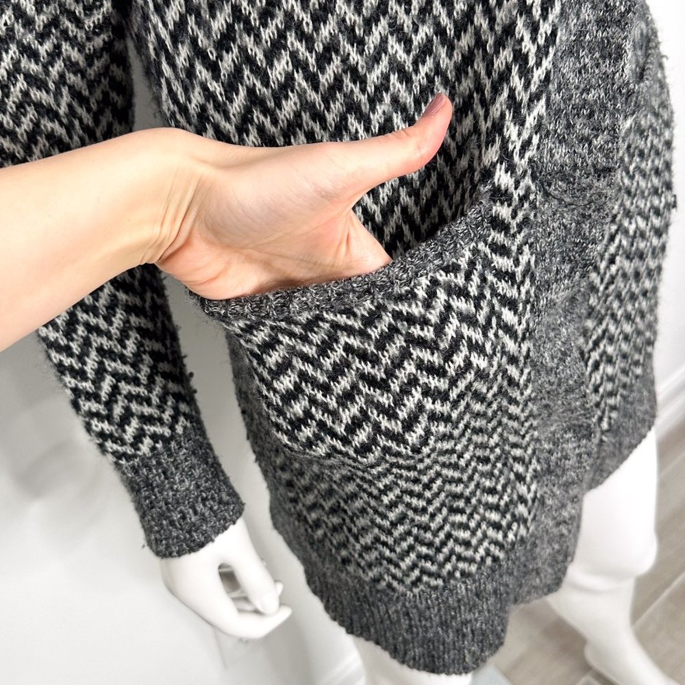 Joe’s Jeans Mohair Blend Herringbone Knit Snap Button Front Cardigan Sweater - Picture 7 of 17
